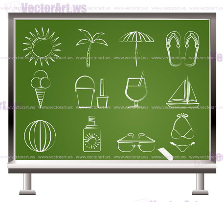 Summer, Holiday and beach objects - Vector Illustration
