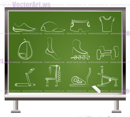 sports equipment and objects icons - vector icon set 1