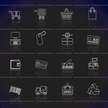 Simple Online Shop icons - Vector Icon Set