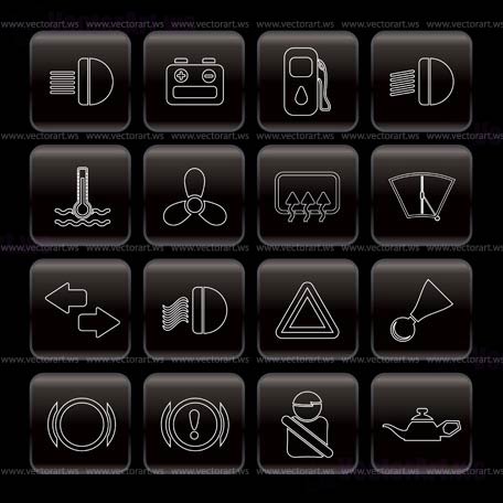 Black Outline series Car Dashboard simple vector icons set