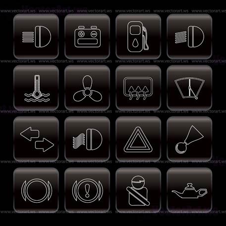 Car Dashboard - simple vector icons set