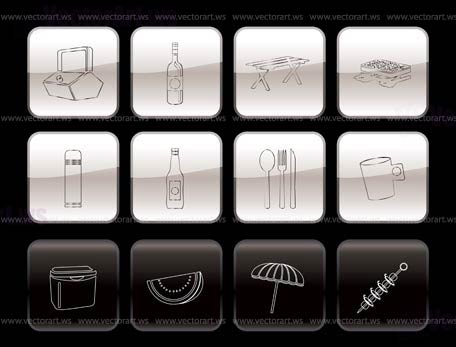 Picnic and holiday icons - vector icon set