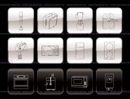 Kitchen and home equipment icons - vector icon set