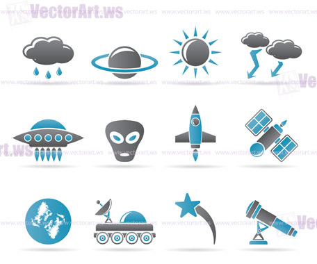 Astronautics and Space and univerce Icons - Vector Icon Set