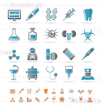 Healthcare, Medicine and hospital icons - vector icon set