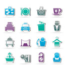Hotel and motel services icons - vector icon set