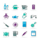 kitchen objects and accessories icons - vector icon set