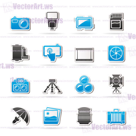 Photography equipment icons - vector icon set