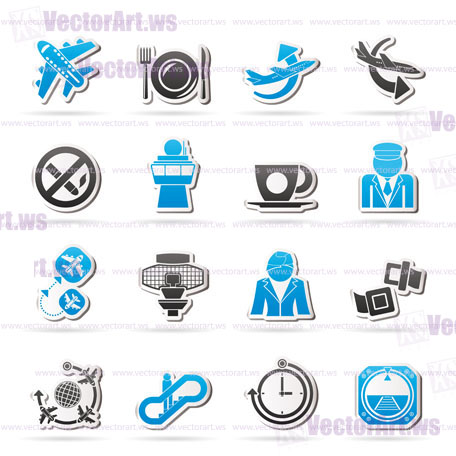 Aircraft,  airport and Plane Icons - vector icon set
