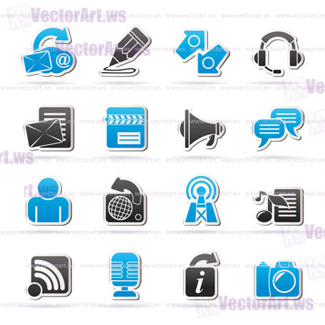 Blogging, communication and social network icons - vector icon set