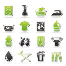 Washing machine and laundry icons - vector icon set