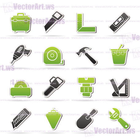 Construction objects and tools icons- vector icon set