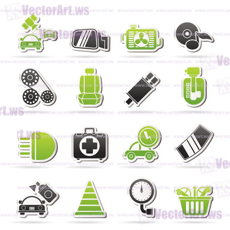 Car parts and services icons - vector icon set 3