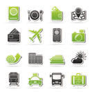 travel, transportation and vacation icons - vector icon set