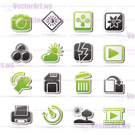 Photography and Camera Function Icons  - vector icon set