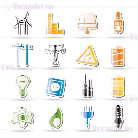 Simple Electricity,  power and energy icons - vector icon set