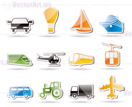 Simple Transportation and travel icons - vector icon set