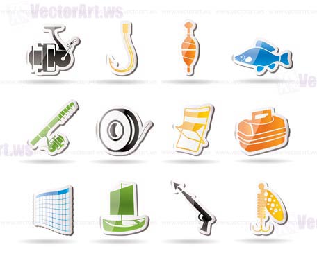 Simple Fishing and holiday icons - vector icon set