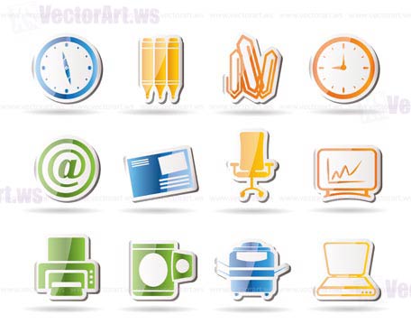 Business and Office tools icons -  vector icon set
