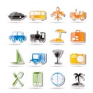 Travel, transportation, tourism and holiday icons - vector icon set