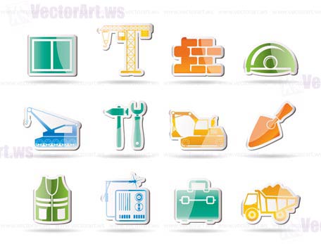 building and construction icons - vector icon set