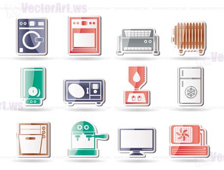 Home electronics and equipment icons - vector icon set