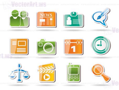 Simple Business and Office internet Icons - Vector icon Set