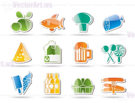food, drink and shop icons - vector icon set