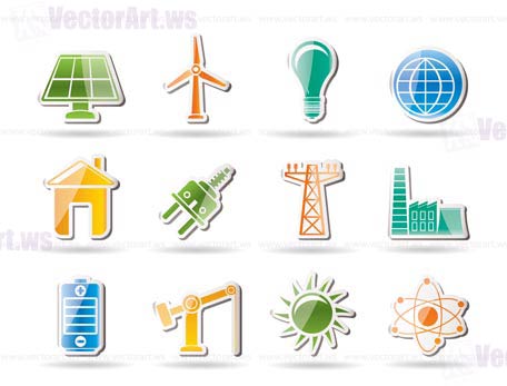 power, energy and electricity objects - vector illustration