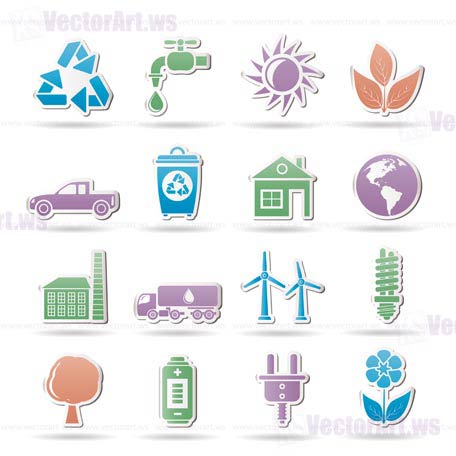 ecology and environment objects - vector illustration