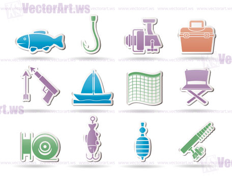 Fishing and holiday icons - vector icon set