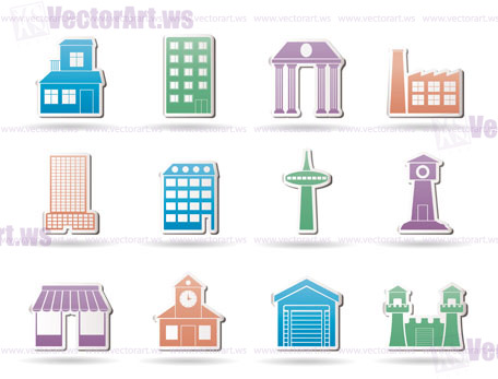 different kind of building and City icons - vector icon set