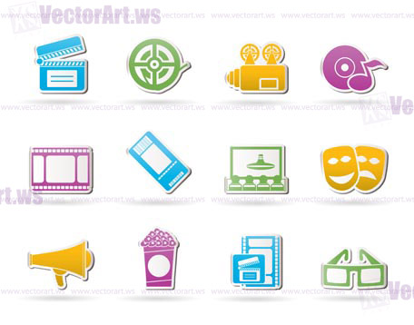 Movie theater and cinema icons - vector icon set