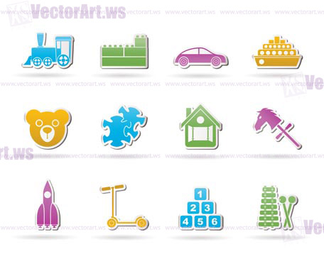 Different Kinds of Toys Icons - Vector Icon Set