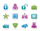 social security and police icons - vector icon set
