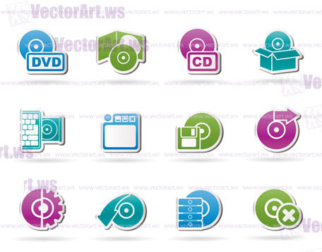 Computer Media and disk Icons - vector icon set