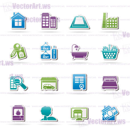 Real Estate objects and Icons - Vector Icon Set
