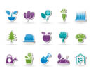 Different Plants and gardening Icons - vector icon set