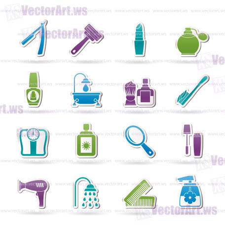 body care and cosmetics icons - vector icon set