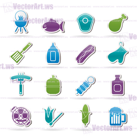 Grilling and barbecue icons - vector icon set