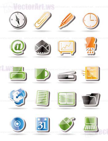 Simple Office tools icons - vector icon set 2