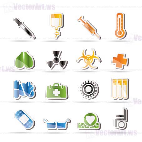 collection of  medical themed icons and warning-signs - Vector Icon Set