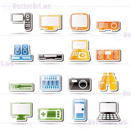 Simple Hi-tech equipment icons - vector icon set 2