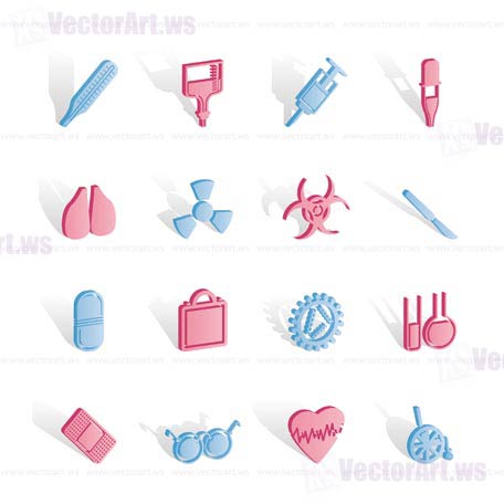 collection of  medical themed icons and warning-signs - vector icon set
