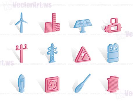 Electricity and power icons - vector icon set