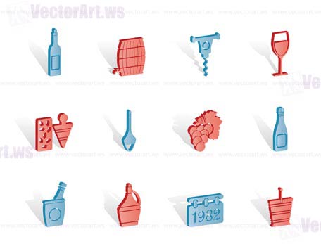 Wine and drink Icons - Vector Icon Set