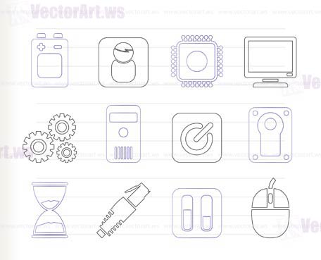 Computer and mobile phone elements icon - vector icon set