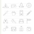 tourism and hiking icons - vector icon set