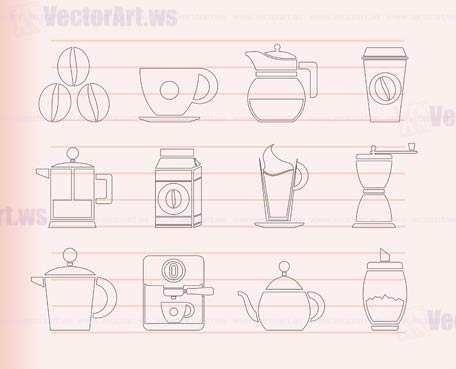 coffee industry signs and icons - vector icon set