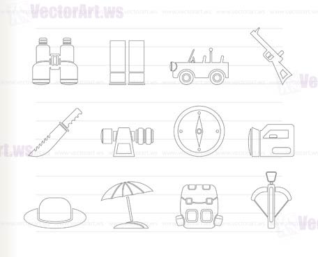 safari, hunting and holiday icons - vector icon set